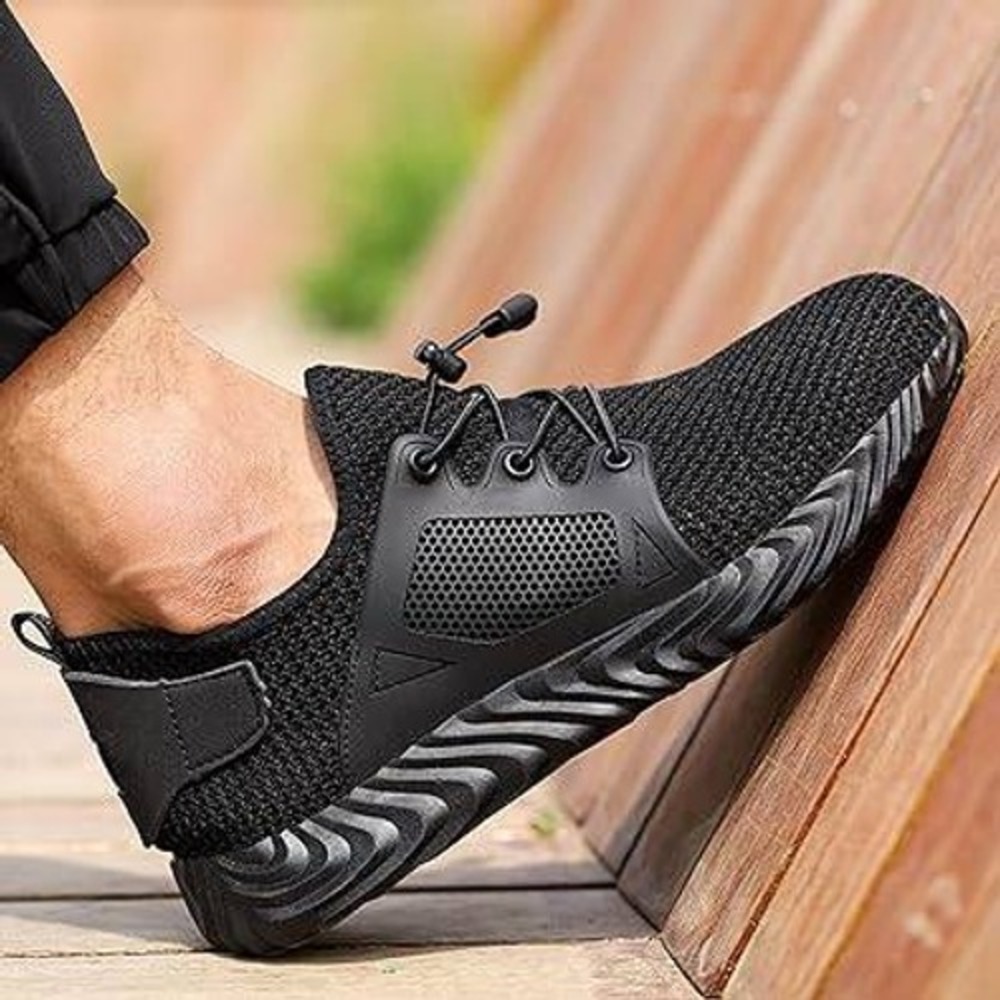 Black Mesh Steel Toe Work Safety Shoes, Men Size 11.5 Puncture Proof Lightweight